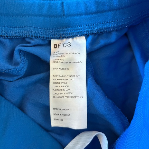Figs High Waisted Isabel Wide Leg Scrub Technical Cobalt Blue Pants Size Small - Picture 7 of 8